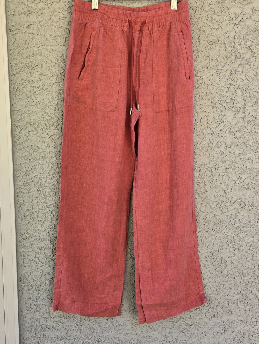 Athleta Retreat Women's Drawstring Linen Jogger Pants - Rust Wide Leg - Picture 2 of 14